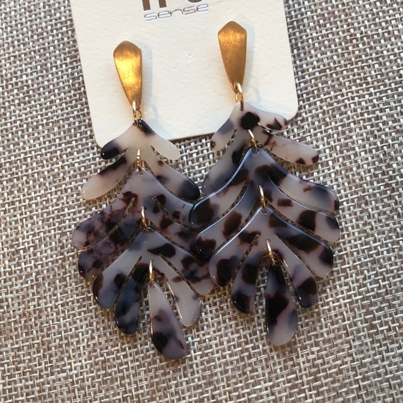 Jewelry - 1 Tropical Dangle leaf Celluloid Acetate earrings